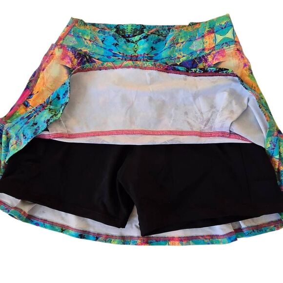 Dona Jo Womens Pink Turquoise Abstract JoJo Fly Skort Size Small - Picture 2 of 9